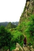 Walking to the Inca drawbridge.